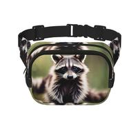 cute raccoon Print Men and Women Square Double Layer Waist Bag Workout Crossbody Travel Waist Bag, Black, One Size