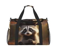 Cute Raccoon print Overnight Bags for Women and Men Shoulder Bag Carry On Bag for Traveling Travel Essentials, Black, One Size