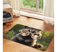 Cute Raccoon Print Pet Feeding Mat Dog Mat for Food and Water Bowl Dogs Water Dispenser Mat Dogs Accessories