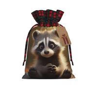 Cute Raccoon Print Reusable Gift Drawstring Eco-Friendly Bags Holiday Wedding Party Favors Pouches