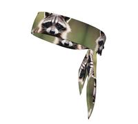 Cute Raccoon Print Sport Head Ties Headbands Bandanas Workout Hair Band Athletic Sweatbands for Running Tennis