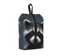 Cute Raccoon Printed Travel Shoe Storage Bag Waterproof Jacquard Fabric is Lightweight, with Strong Handle and Central Zipper.