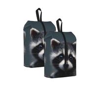 Cute Raccoon Printed Travel Shoe Storage Bag Waterproof Jacquard Fabric is Lightweight, with Strong Handle and Central Zipper.