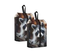 Cute Raccoon Printed Travel Shoe Storage Bag Waterproof Jacquard Fabric is Lightweight, with Strong Handle and Central Zipper.