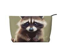 Cute Raccoon Prints Corduroy Makeup Bag for Women Girls, Spacious Travel Cosmetic Organiser for Make-up, Toiletries & Essentials