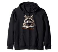 Cute Raccoon Reading Book Nerd Zip Hoodie