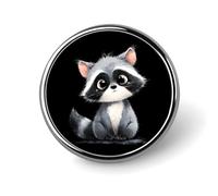 Cute Raccoon Round Badge Pin Metal Memorial Brooch Button Lapel Pins for Backpack Wedding