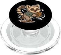 Cute Raccoon Rugby Runner Cartoon PopSockets PopGrip for MagSafe