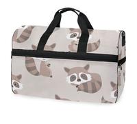 Cute Raccoon Seamless Travel Duffel Bag for Men Women Boys Girls Teens,Oversized Sports Gym Bag with Shoes Compartment Overnight Weekend Yoga Workout Bag Training Handbag