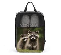 Cute Raccoon Shoe Bag Travel Shoe Organizer Water-Resistant Shoe Pouch with Zipper Sneaker Dust Bag, gray, One Size, Modern