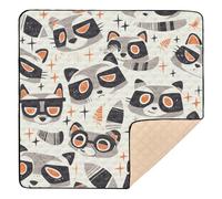 Cute Raccoon Simple Soft Padded Baby Floor Play mat for Floor Waterproof Foldable Tummy Time Activity Mat for Baby Kids Toddlers Infants, 50'' x 50''