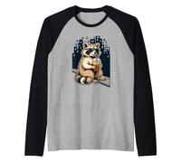 Cute Raccoon Sipping Iced Coffee Wearing Sunglasses On Raglan Baseball Tee