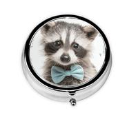 Cute Raccoon Small Pill Box 3 Compartment Portable Pill Box for Purse Pocket Cartoon Animal Mini Medicine Organiser for Daily Vitamin Fish Oil Storage