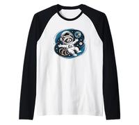 Cute Raccoon Space Astronaut Raglan Baseball Tee