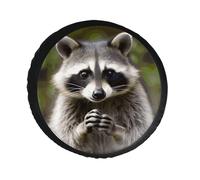 Cute Raccoon Spare Tire Cover PVC Leather Spare Wheel Cover Dustproof Waterproof Jeep Tire Cover for 34inch Camper, RV Trailer, Truck, SUV Fit Diameter 28-34 Inch