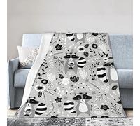 Cute Raccoon Throw Blanket Super Soft Warm Bed Blankets for Couch Bedroom Sofa Office Car, All Season Cozy Flannel Plush Blanket for Girls Boys Adults, 80"X60"