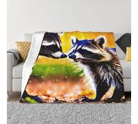 Cute Raccoon Ultra-Soft Micro Fleece Blanket Throw, Cozy, Lightweight, And Warm For Bed, Couch, Sofa
