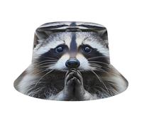 Cute Raccoon Unisex Bucket Hat Foldable Fisherman Hat Sun Hat For Holidays Camping Travel Beach Cap