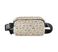 Cute Raccoon Wildlife Christmas Mini Waist Bag Fanny Pack with Adjustable Strap for Cycling Hiking Gym, Cartoon Cars Collection, One Size