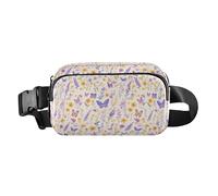 Cute Raccoon Wildlife Christmas Mini Waist Bag Fanny Pack with Adjustable Strap for Cycling Hiking Gym, Wild Summer Rustic Flowers Cottage Butterfly, One Size