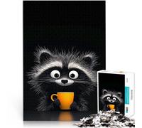 Cute Raccoon with Coffee2000 Pieces Puzzles for teenagers Challenging Game Gifts for is ideal as a gift for the whole family 70x100cm