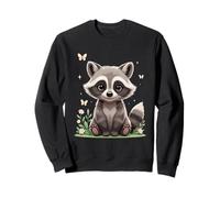 Cute Raccoon with Flowers and Butterflies Sweatshirt
