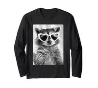 Cute Raccoon with Hearts Sunglasses Forest Animal Meme Photo Long Sleeve T-Shirt