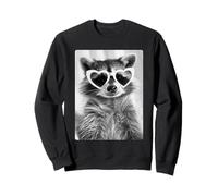 Cute Raccoon with Hearts Sunglasses Forest Animal Meme Photo Sweatshirt