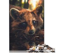 Cute Raccoon Wooden Puzzles 1000 Piece Jigsaw Puzzles for Adults Educational Game Challenge Toy Christmas Eve Gifts 1000pcs (75x50cm)