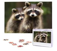 Cute Raccoon Wooden Puzzles 1000 Pieces Personalized Jigsaw Puzzle For Adults Interesting Custom Photo Puzzles Gift For Holiday Birthday Wedding Anniversay