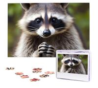 Cute Raccoon Wooden Puzzles 1000 Pieces Personalized Jigsaw Puzzle For Adults Interesting Custom Photo Puzzles Gift For Holiday Birthday Wedding Anniversay