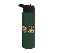 Cute Raccoons in a Row Squad Funny Summer Vacation Vibes Stainless Steel Insulated Water Bottle
