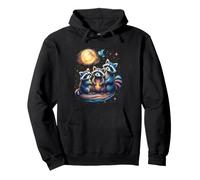 Cute Raccoons Under the Moonlight Pullover Hoodie
