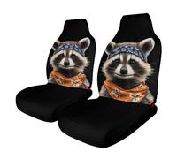 Cute Racoon with Bandana Headband Cute Car Seat Covers 2PCS