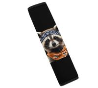 Cute Racoon with Bandana Headband Funny Car Seat Belt Pads Soft Shoulder Seatbelt Pads Protector Car Interior Accessories