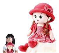 Cute Rag Doll Soft Cuddly Stuffed Toy Companion Toys Beautiful Ragdoll Princess Plush Dolls with Hat Skirt Christmas Birthday Gift 35CM