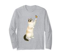 Cute Ragdoll Cat Playing With Monarch Butterfly Cat Mama Long Sleeve T-Shirt