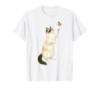 Cute Ragdoll Cat Playing With Monarch Butterfly Cat Mama T-Shirt