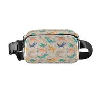 Cute Rainbow Boho Style Men Women Trendy Waist Pack Crossbody Bag for Workout Running Hiking, Cute Cartoon Crocodile Alligator, One Size