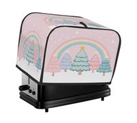 Cute Rainbow Christmas Tree On Pink Toaster Cover 4 Slice Dust Cover for Bread Machine,Small Kitchen Appliance