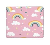 Cute Rainbow Cloud Mouse Pad Cartoon Star Gaming Mouse Mat with Stitched Edges Non-Slip Rubber Base Mousepad for for PC Laptop 30x25cm