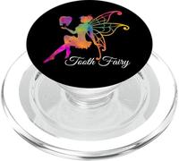 Cute Rainbow Colored Tooth Fairy on Black PopSockets PopGrip for MagSafe