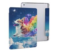 Cute Rainbow Corgi Tablet Case with Pencil Holder Protective Cover Design Compatible for IPAD 2020 （10.2in）
