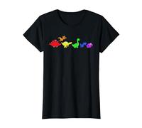 Cute Rainbow Dinosaurs LGBT Pride Dino Lovers T-Shirt, Women, Black, X-Large