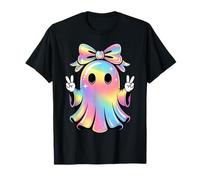 Cute Rainbow Ghost Peace Funny Halloween Women Kids Girls T-Shirt