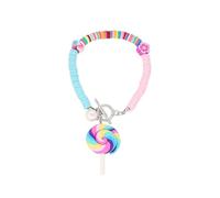 Cute Rainbow Lollipop Bracelet Colorful Soft Clay OT Toggle Chain Creative Funny Flower Swirl Candy Pearl Sugar Bangle Handmade Simulation Food Sweet Adorrable Kawaii Statement Jewelry Birthday Gifts