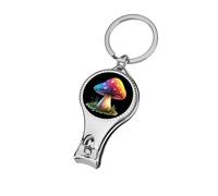Cute Rainbow Mushroom Nail Clipper Portable Metal Fingernail and Toenail Clippers Cutters with Bottle Opener Keychain