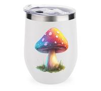 Cute Rainbow Mushroom Stainless Steel Wine Tumbler Bulk with Lid Double Wall Vacuum Insulated Cup Glass Keeping Cold & Hot