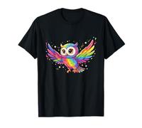 Cute Rainbow Owl Colorful Kawaii Magic Stars T-Shirt