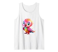 Cute Rainbow Parrot Tropical Bird Cartoon Design Tank Top